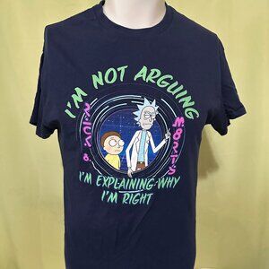 Rick & Morty I'm Not Arguing 2021 Adult Swim Men's Blue T Shirt Medium Cartoon N